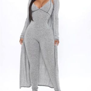 Fashion Nova Grey Jumpsuit (no cardigan)